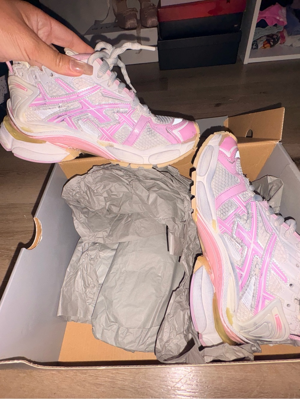 Balenciaga White, Pink and Beige Runner Sneakers - Picture 2 of 5